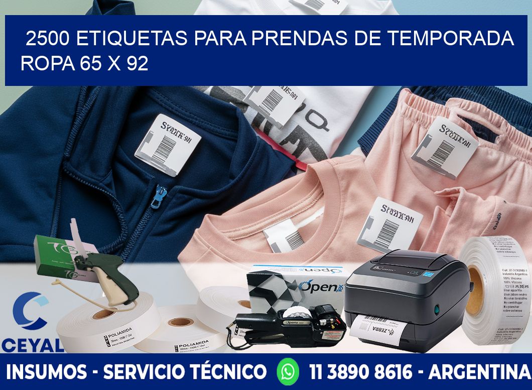 2500 ETIQUETAS PARA PRENDAS DE TEMPORADA ROPA 65 x 92
