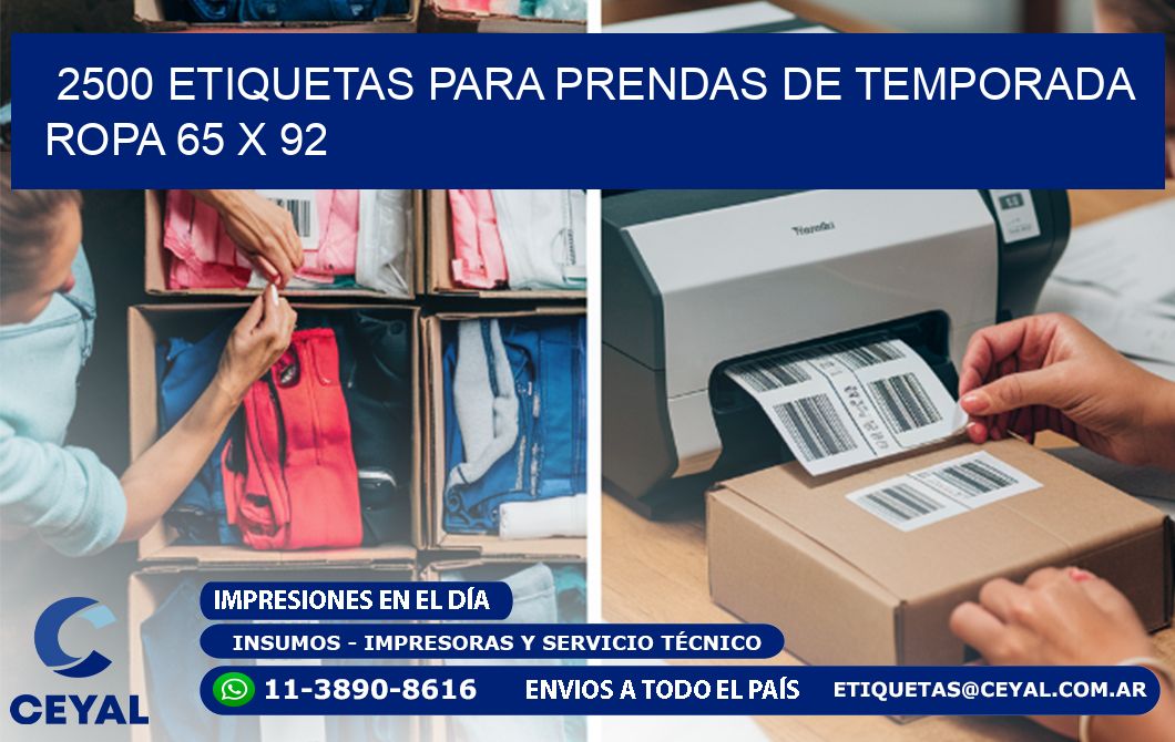 2500 ETIQUETAS PARA PRENDAS DE TEMPORADA ROPA 65 x 92