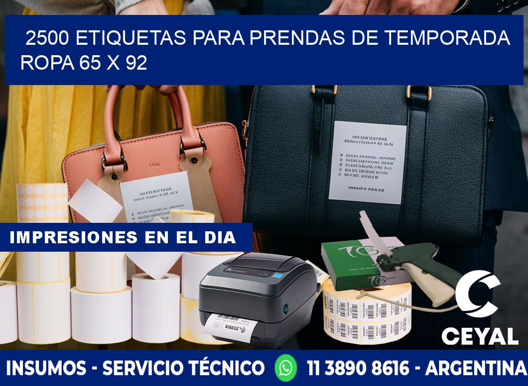 2500 ETIQUETAS PARA PRENDAS DE TEMPORADA ROPA 65 x 92