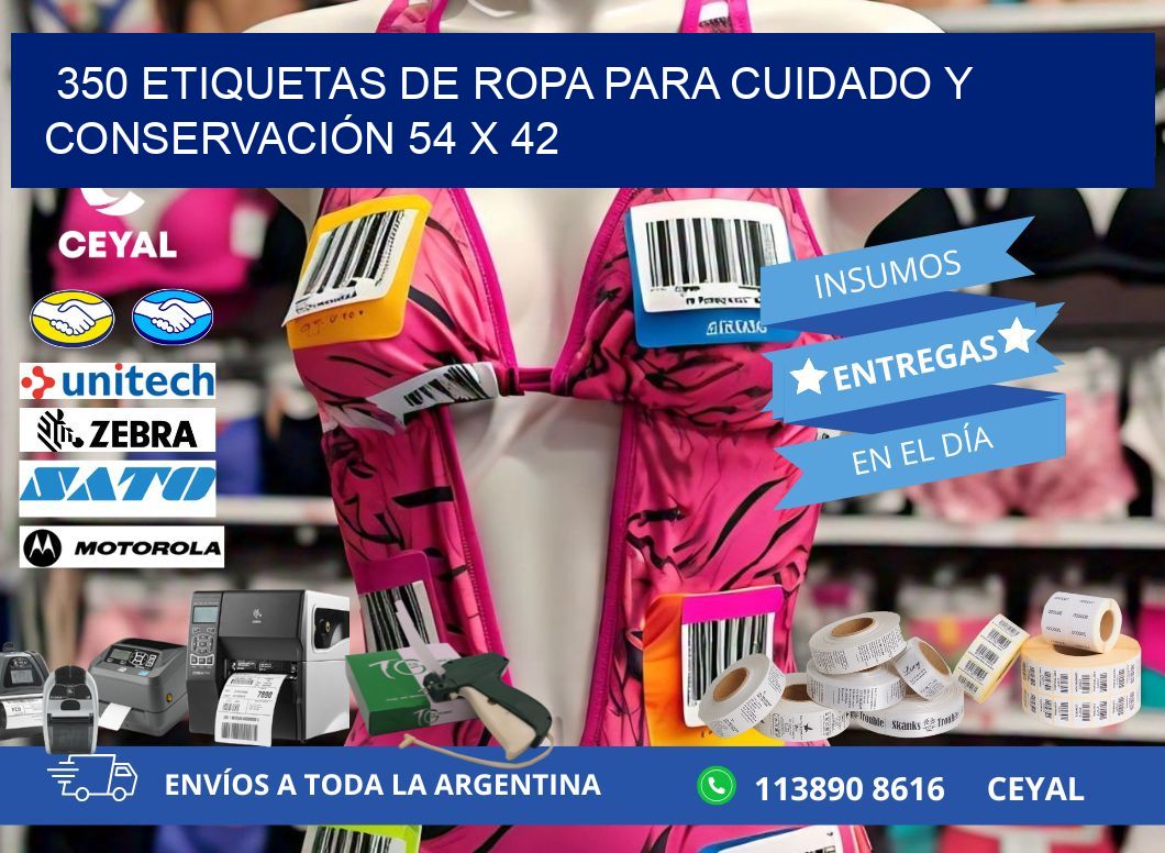 350 ETIQUETAS DE ROPA PARA CUIDADO Y CONSERVACIÓN 54 x 42