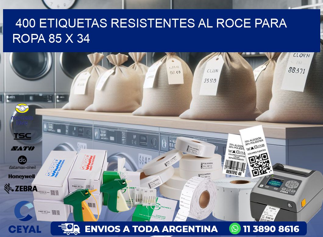400 ETIQUETAS RESISTENTES AL ROCE PARA ROPA 85 x 34