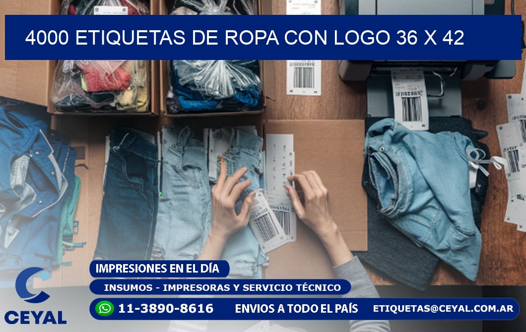 4000 ETIQUETAS DE ROPA CON LOGO 36 x 42
