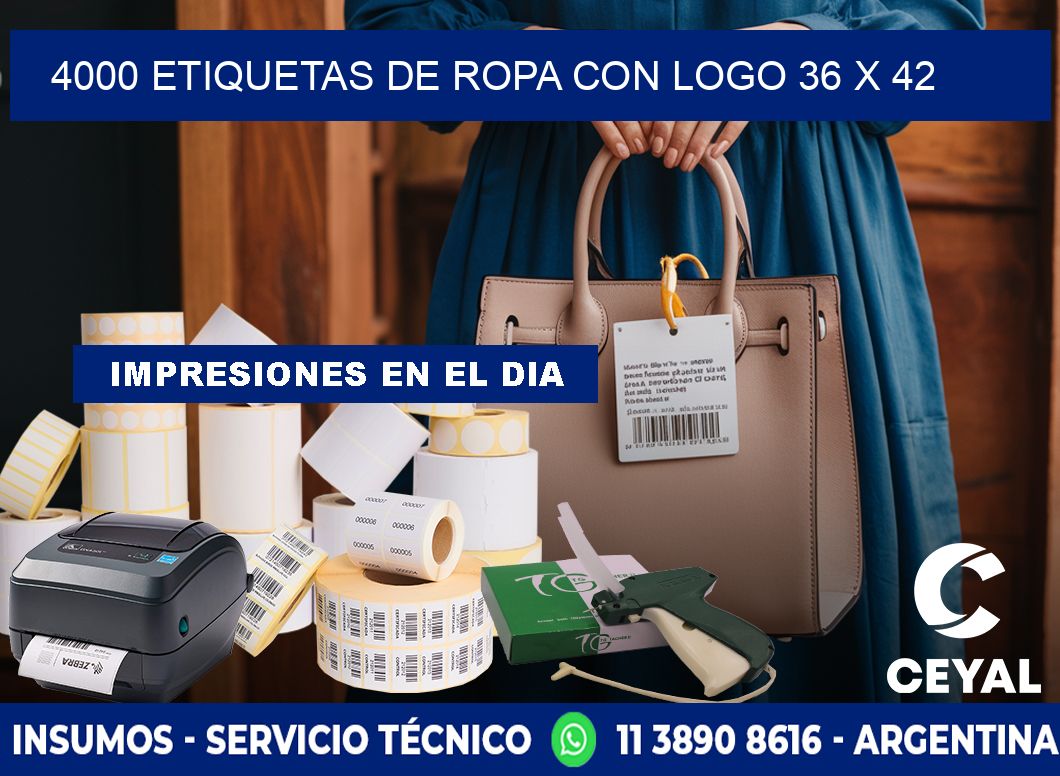 4000 ETIQUETAS DE ROPA CON LOGO 36 x 42