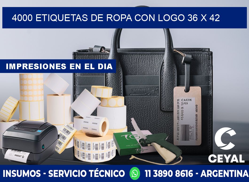 4000 ETIQUETAS DE ROPA CON LOGO 36 x 42