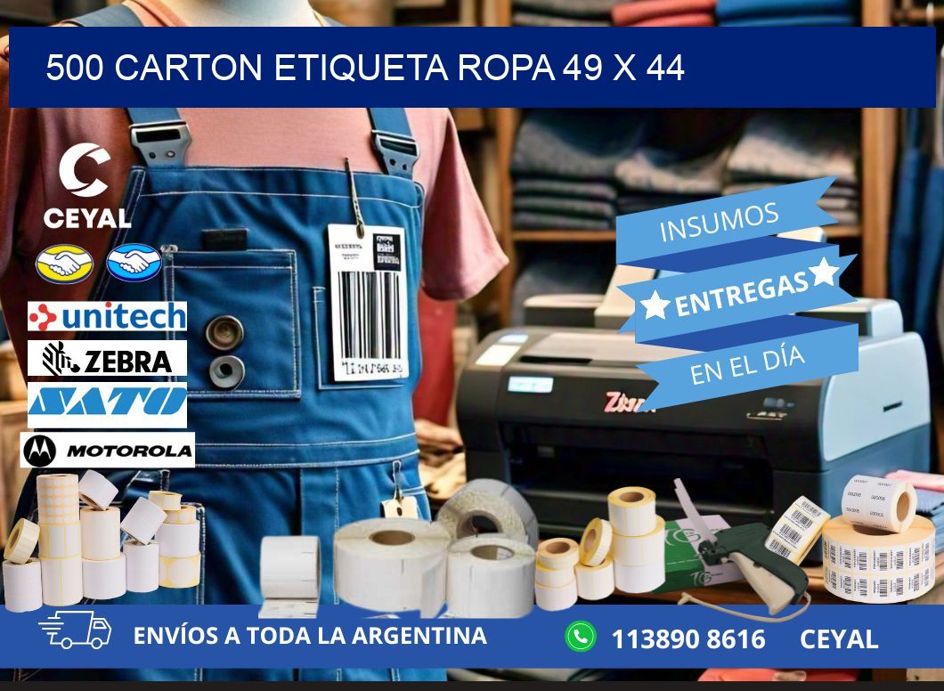 500 CARTON ETIQUETA ROPA 49 x 44