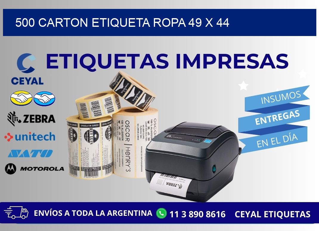 500 CARTON ETIQUETA ROPA 49 x 44