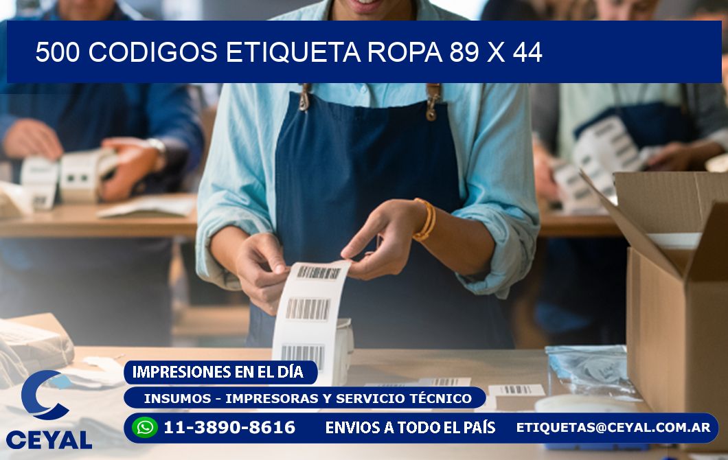 500 CODIGOS ETIQUETA ROPA 89 x 44