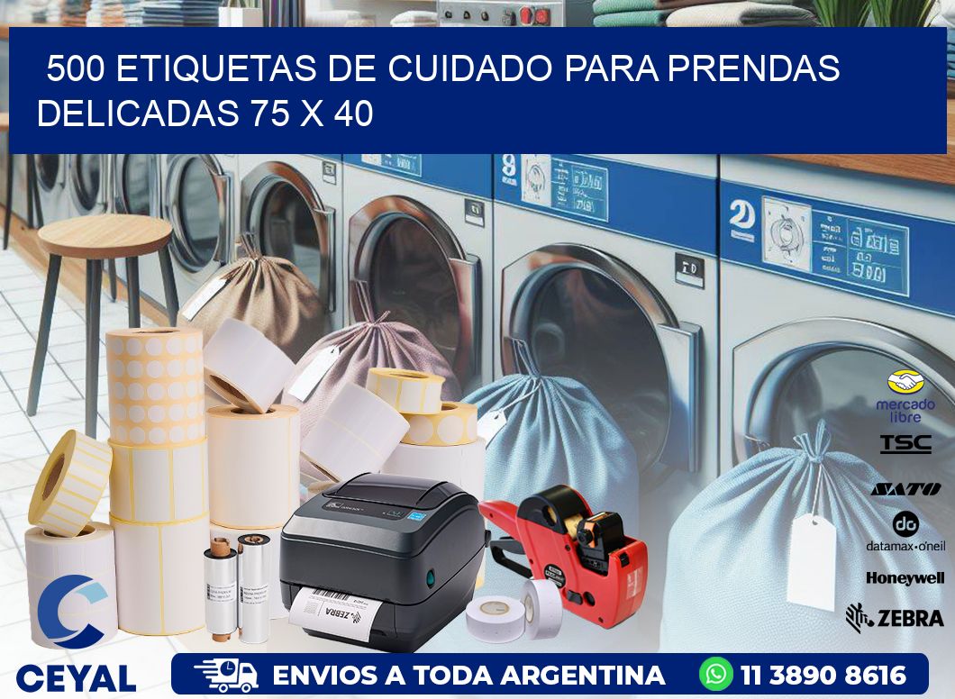 500 ETIQUETAS DE CUIDADO PARA PRENDAS DELICADAS 75 x 40