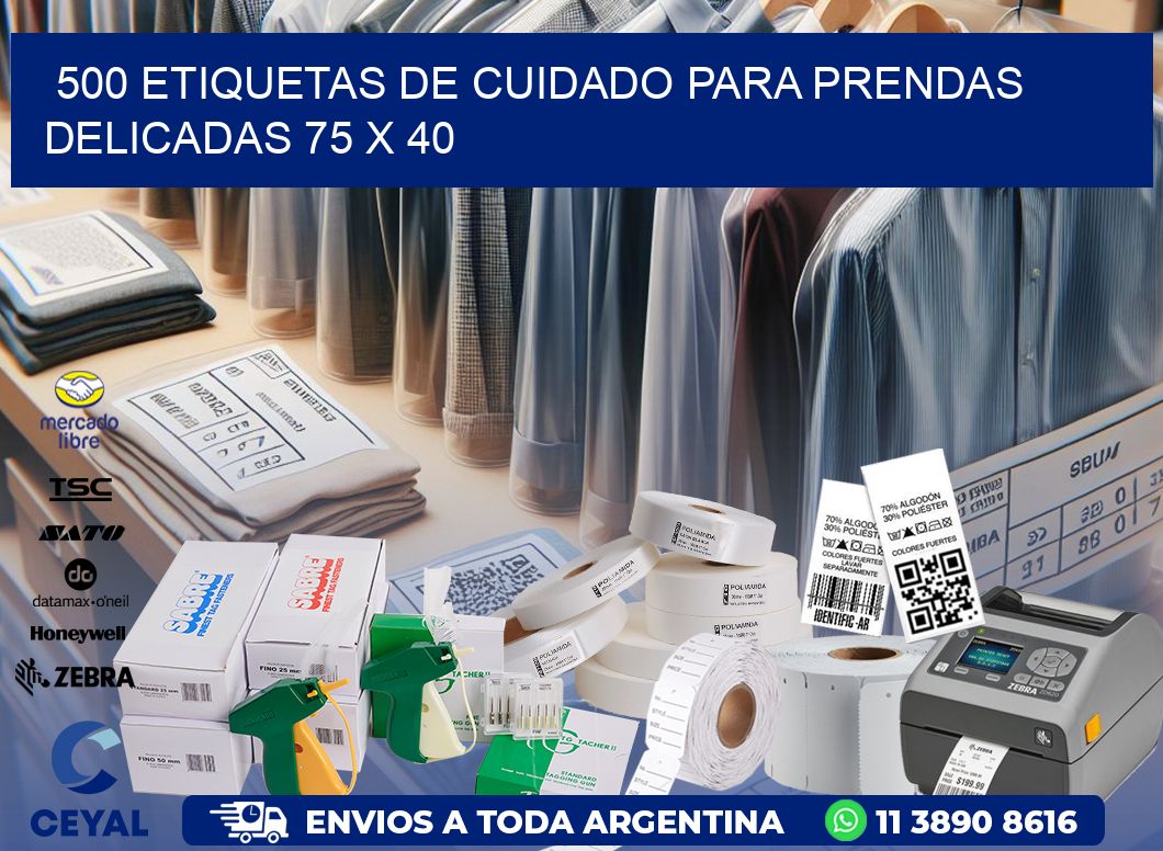 500 ETIQUETAS DE CUIDADO PARA PRENDAS DELICADAS 75 x 40