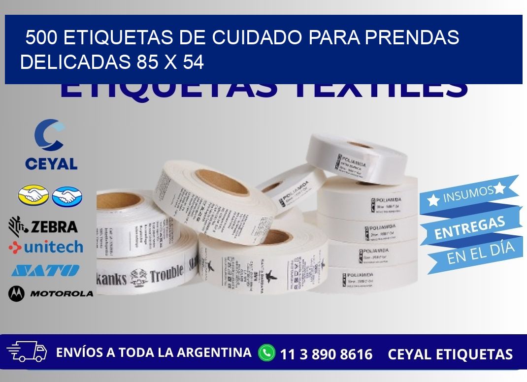 500 ETIQUETAS DE CUIDADO PARA PRENDAS DELICADAS 85 x 54