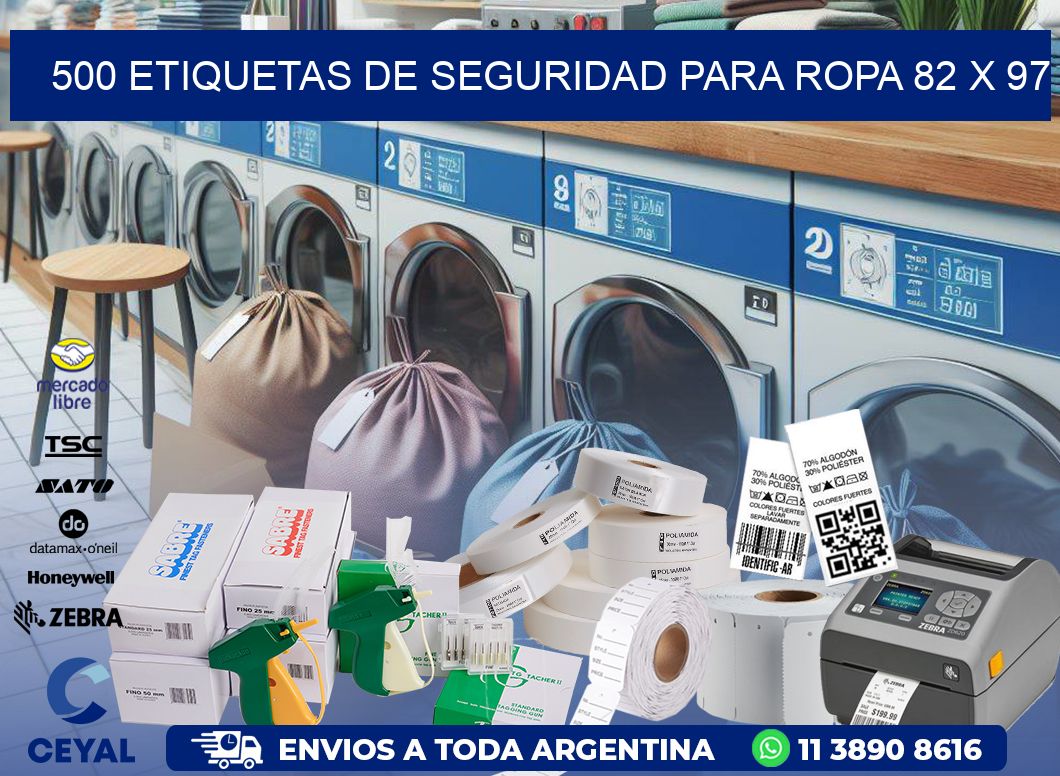 500 ETIQUETAS DE SEGURIDAD PARA ROPA 82 x 97