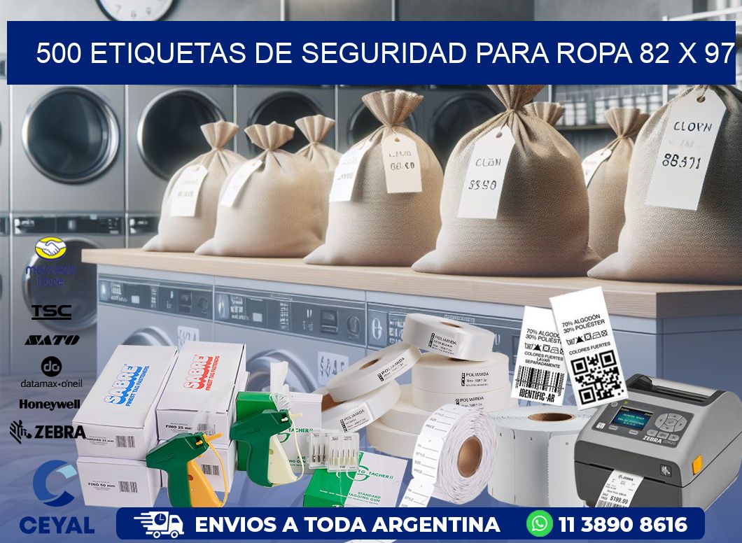500 ETIQUETAS DE SEGURIDAD PARA ROPA 82 x 97
