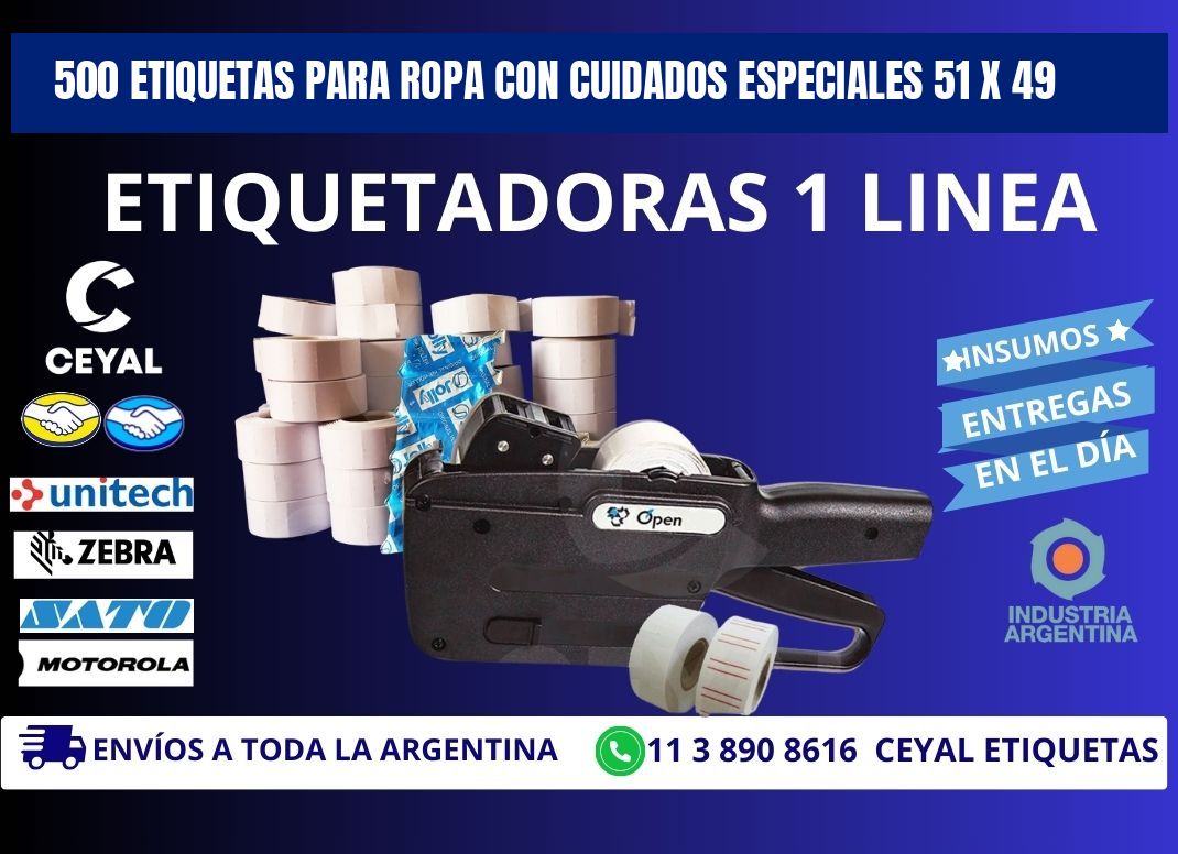 500 ETIQUETAS PARA ROPA CON CUIDADOS ESPECIALES 51 x 49