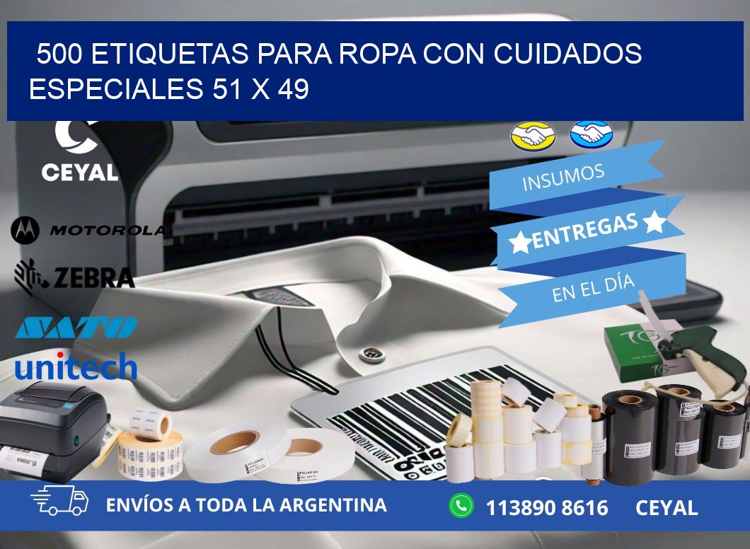 500 ETIQUETAS PARA ROPA CON CUIDADOS ESPECIALES 51 x 49