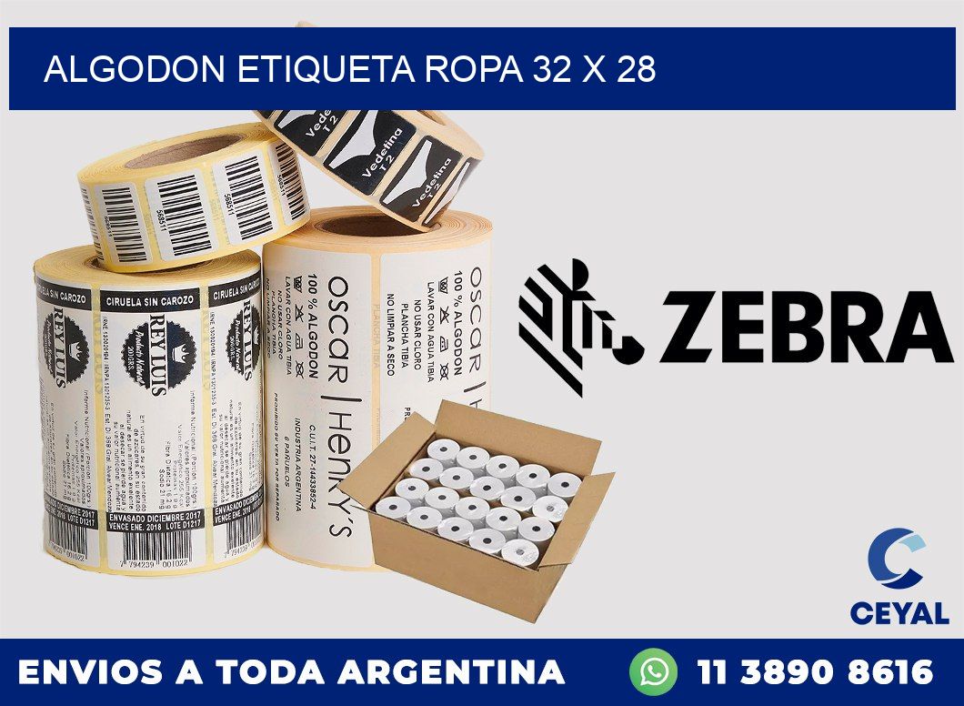 ALGODON ETIQUETA ROPA 32 x 28