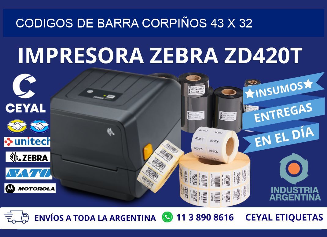 CODIGOS DE BARRA CORPIÑOS 43 x 32