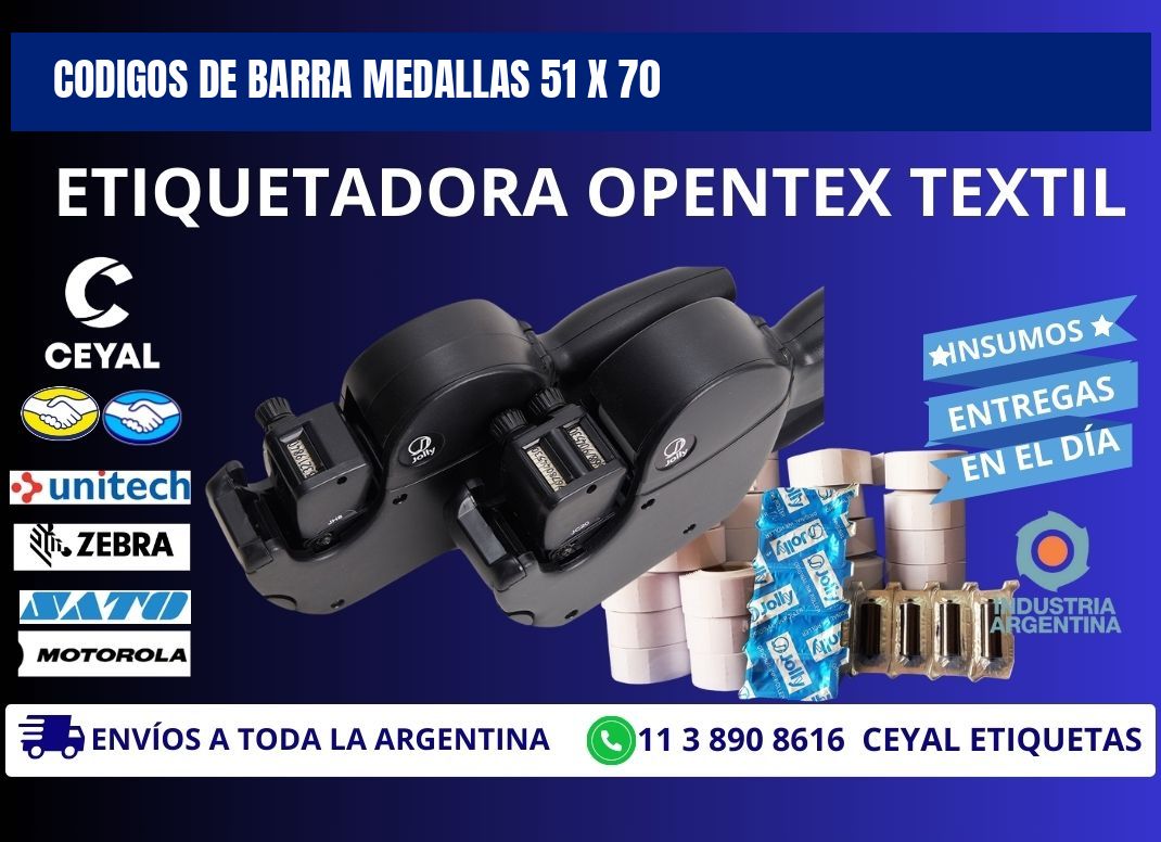 CODIGOS DE BARRA MEDALLAS 51 x 70