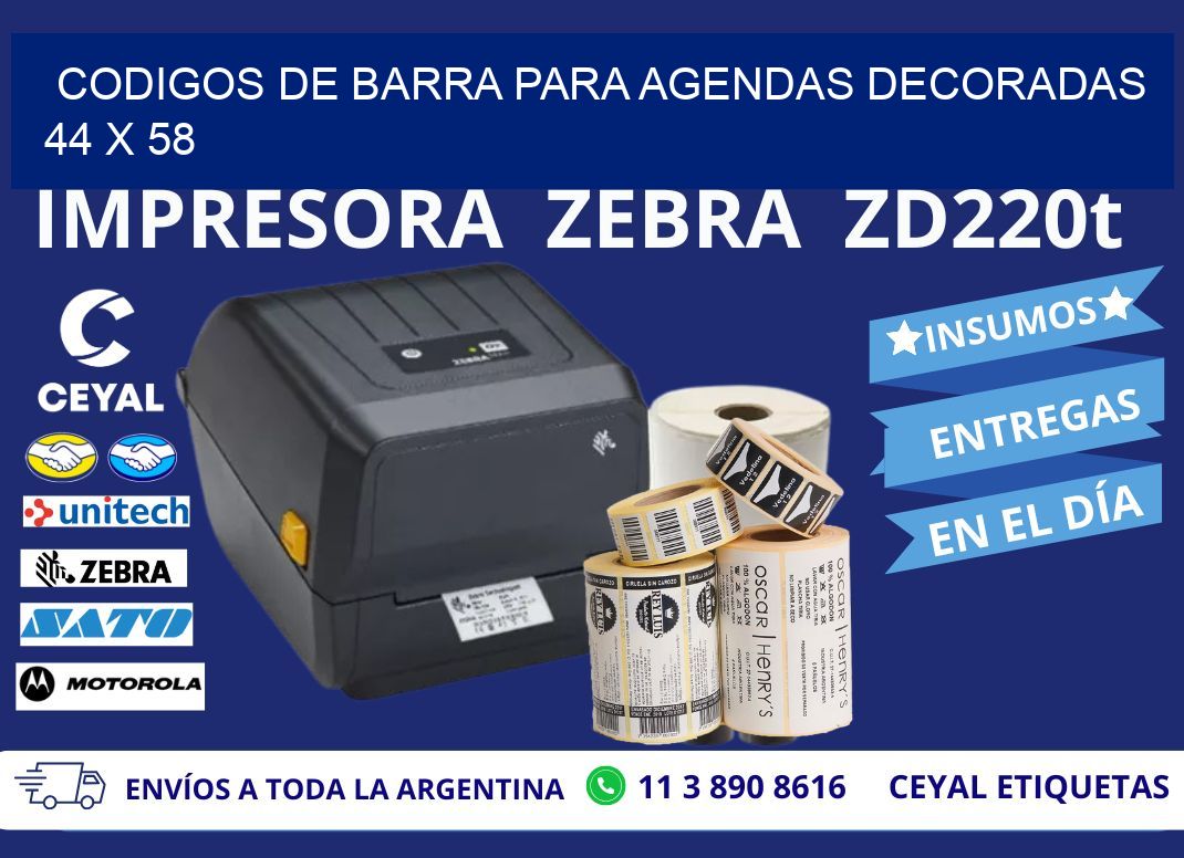 CODIGOS DE BARRA PARA AGENDAS DECORADAS 44 x 58
