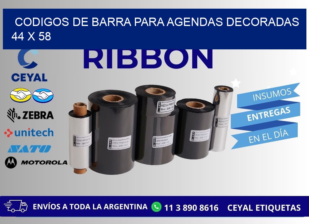 CODIGOS DE BARRA PARA AGENDAS DECORADAS 44 x 58