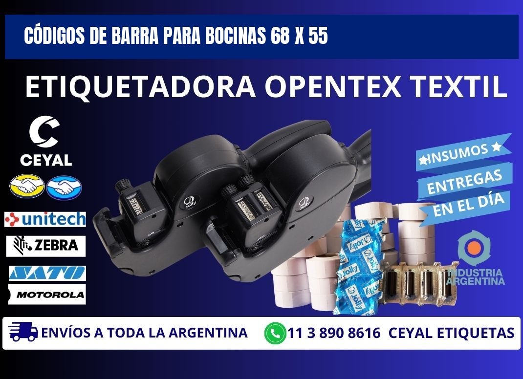 CÓDIGOS DE BARRA PARA BOCINAS 68 x 55