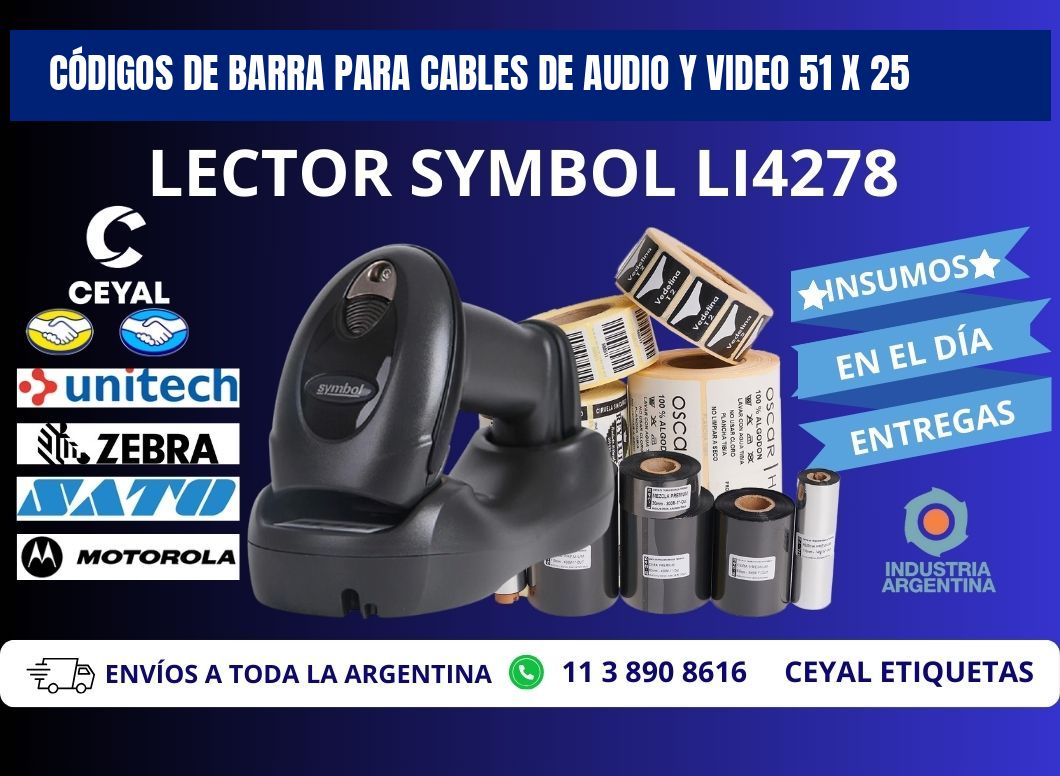 CÓDIGOS DE BARRA PARA CABLES DE AUDIO Y VIDEO 51 x 25