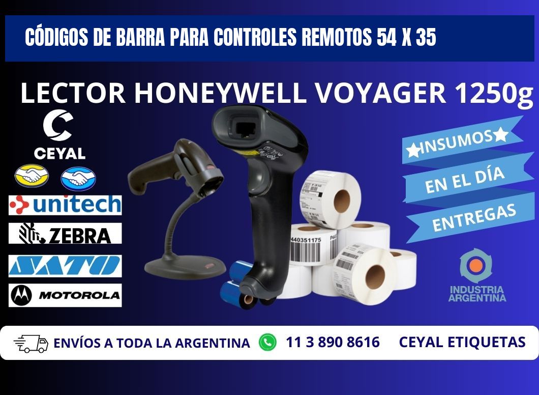CÓDIGOS DE BARRA PARA CONTROLES REMOTOS 54 x 35