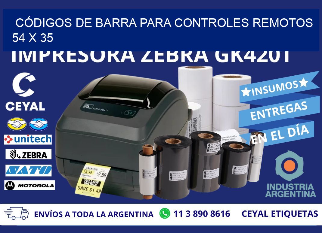 CÓDIGOS DE BARRA PARA CONTROLES REMOTOS 54 x 35