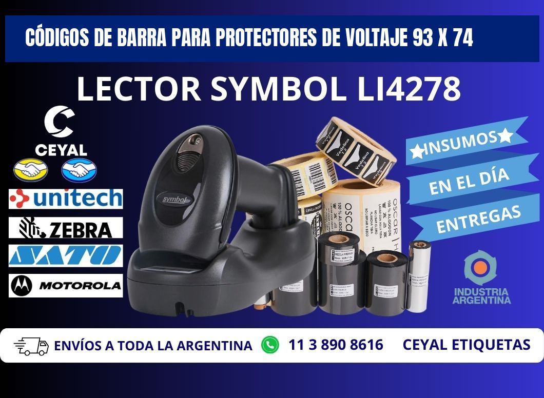 CÓDIGOS DE BARRA PARA PROTECTORES DE VOLTAJE 93 x 74