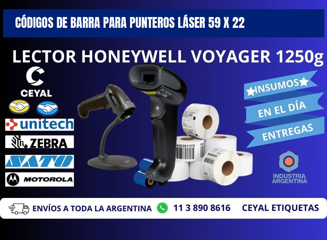 CÓDIGOS DE BARRA PARA PUNTEROS LÁSER 59 x 22