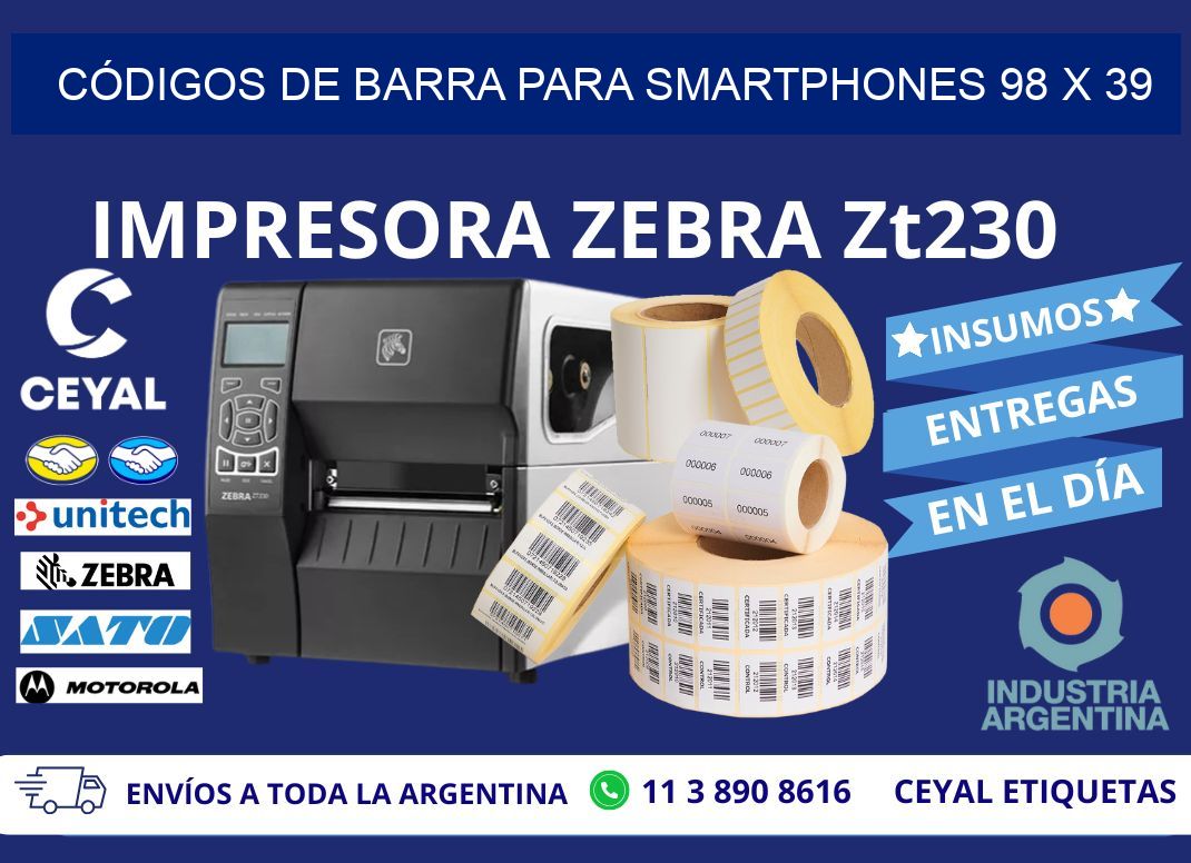 CÓDIGOS DE BARRA PARA SMARTPHONES 98 x 39