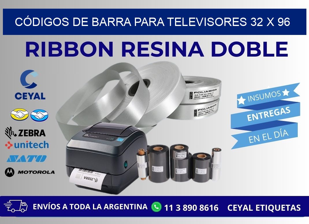 CÓDIGOS DE BARRA PARA TELEVISORES 32 x 96