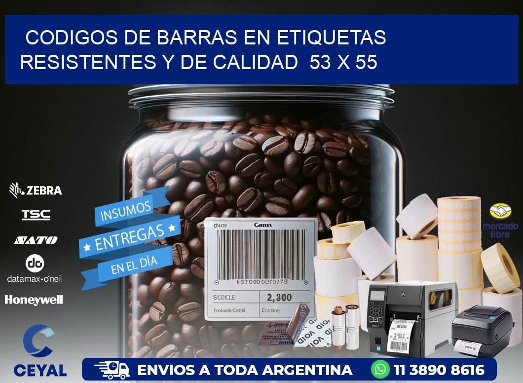 Codigos de Barras en Etiquetas Resistentes y de Calidad  53 x 55