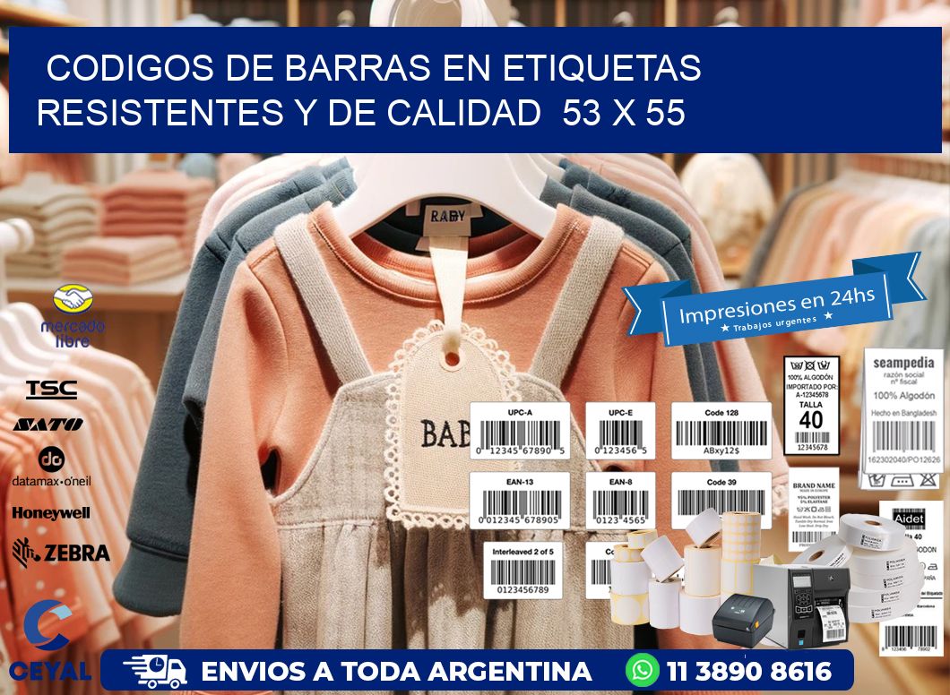 Codigos de Barras en Etiquetas Resistentes y de Calidad  53 x 55