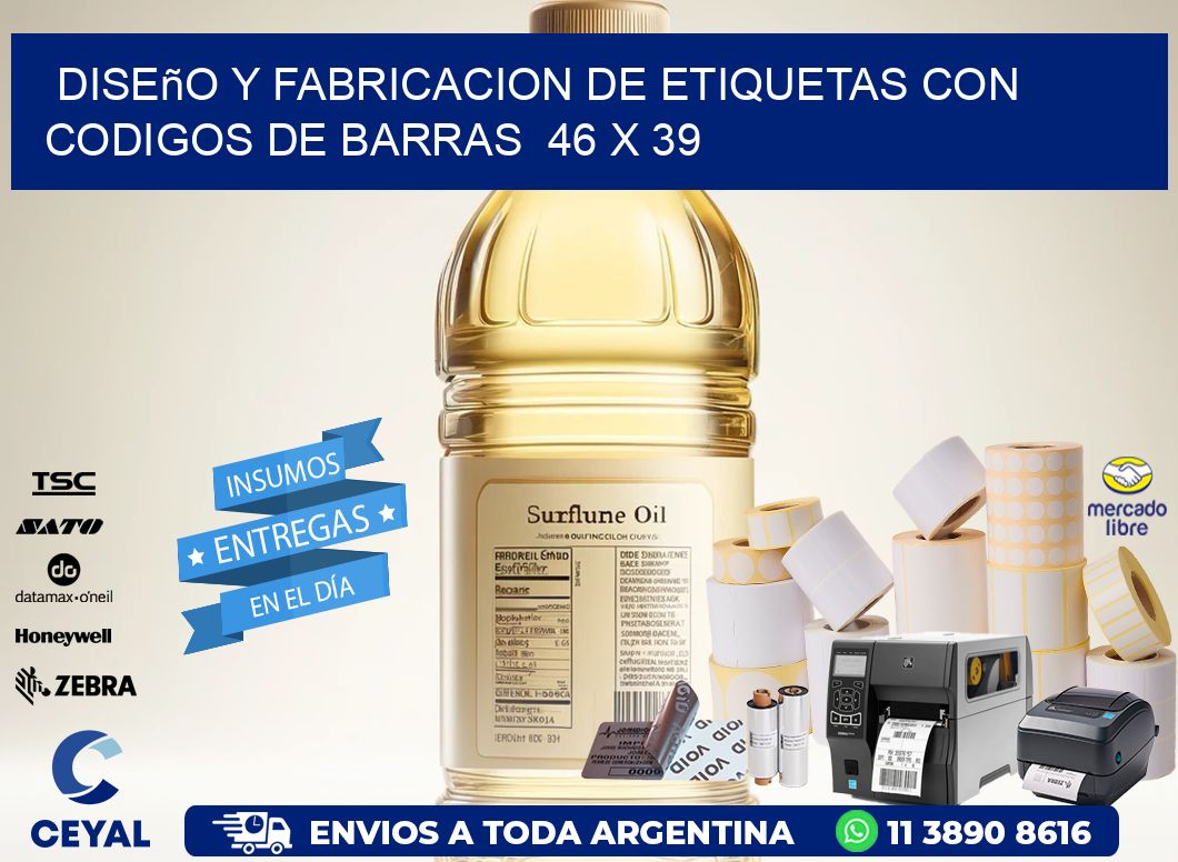 Diseño y Fabricacion de Etiquetas con Codigos de Barras  46 x 39