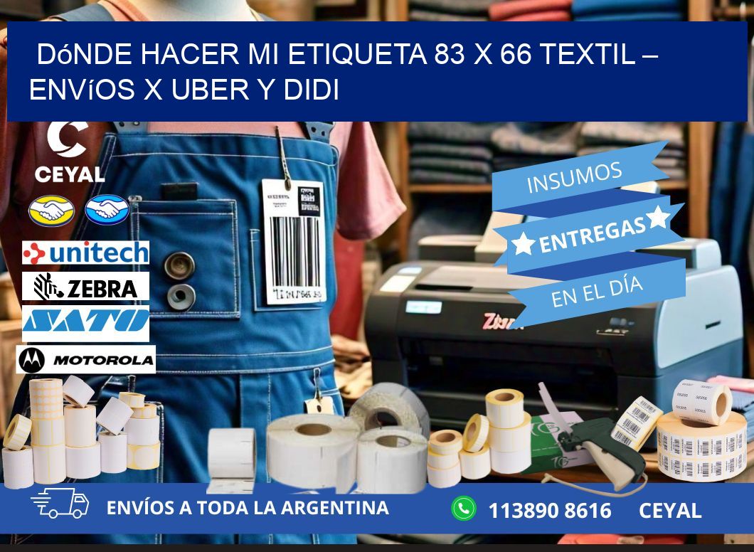 Dónde hacer mi Etiqueta 83 x 66 textil – Envíos x Uber y DiDi