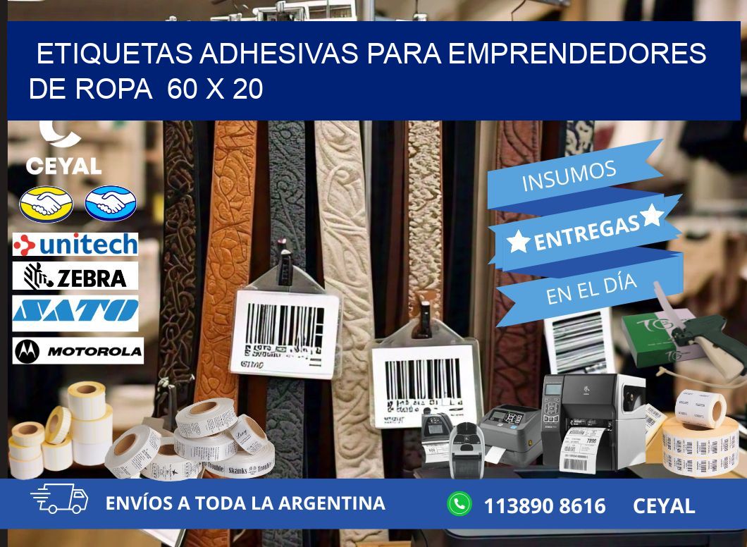 ETIQUETAS ADHESIVAS PARA EMPRENDEDORES DE ROPA  60 x 20