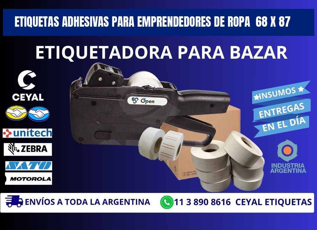 ETIQUETAS ADHESIVAS PARA EMPRENDEDORES DE ROPA  68 x 87