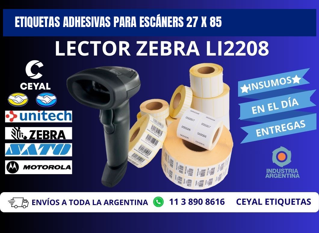 ETIQUETAS ADHESIVAS PARA ESCÁNERS 27 x 85