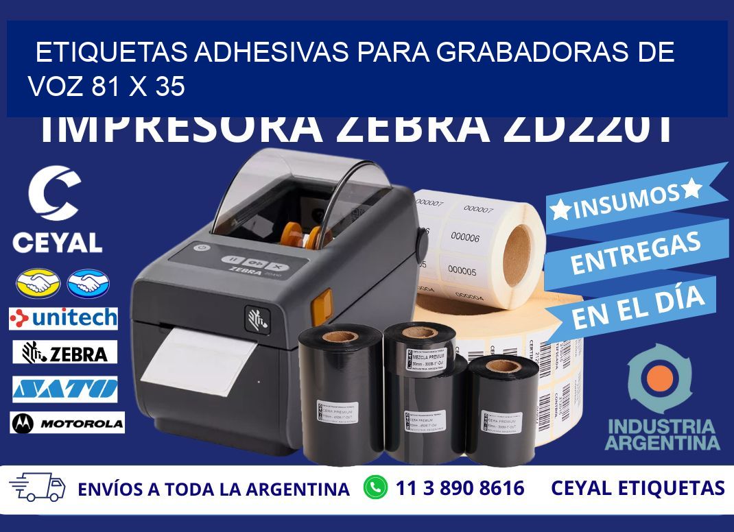 ETIQUETAS ADHESIVAS PARA GRABADORAS DE VOZ 81 x 35