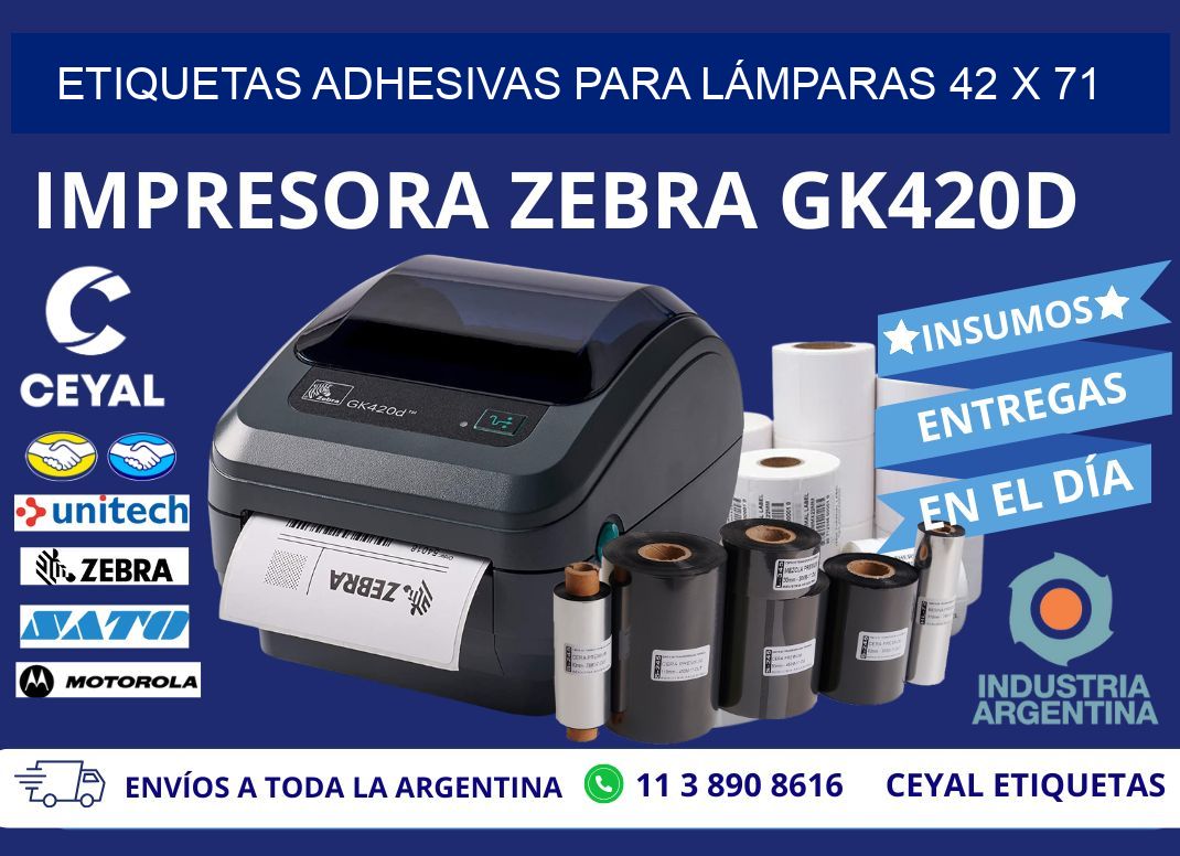ETIQUETAS ADHESIVAS PARA LÁMPARAS 42 x 71