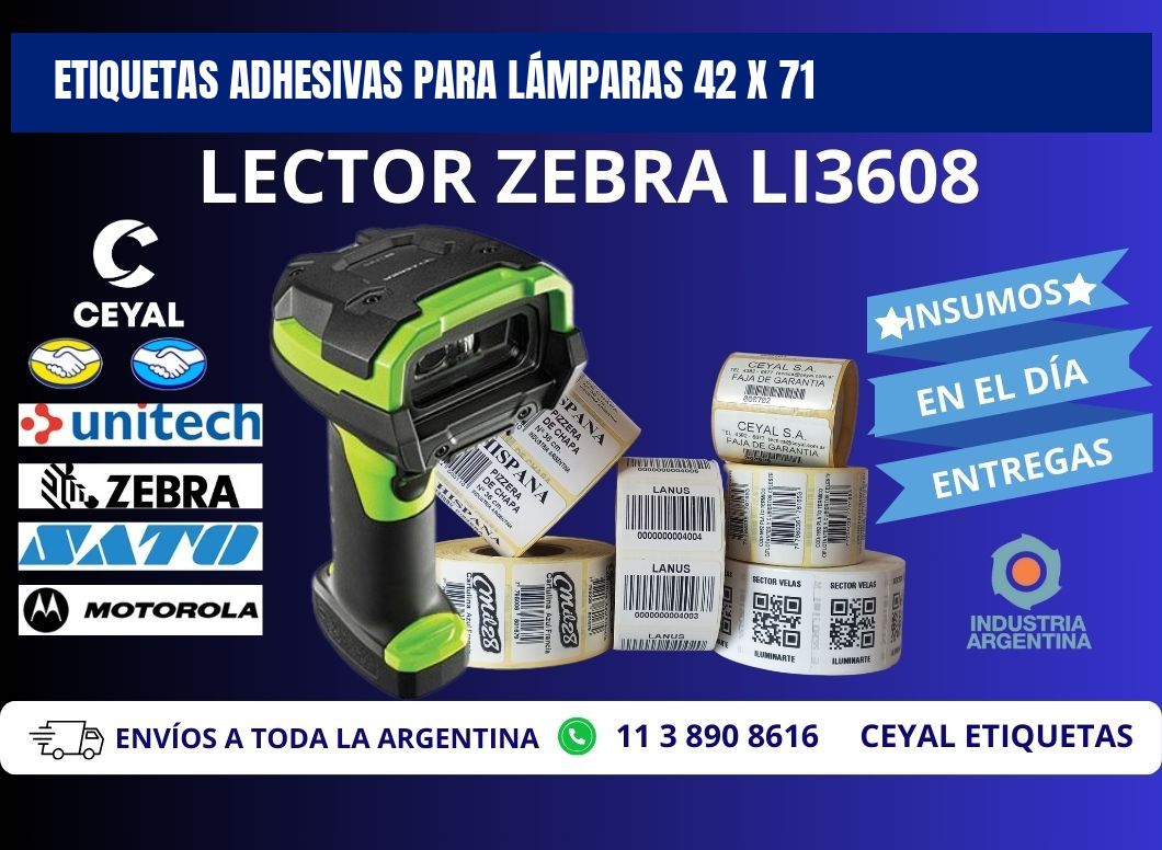 ETIQUETAS ADHESIVAS PARA LÁMPARAS 42 x 71