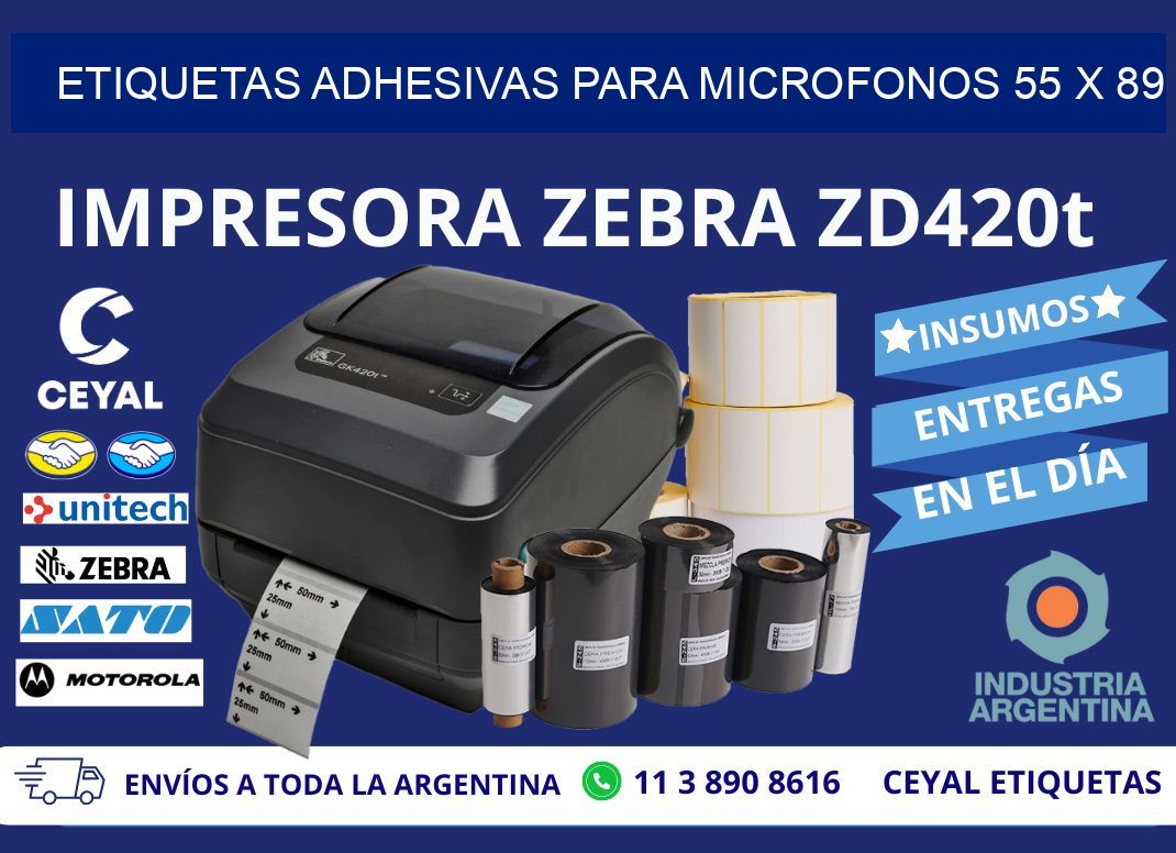 ETIQUETAS ADHESIVAS PARA MICROFONOS 55 x 89