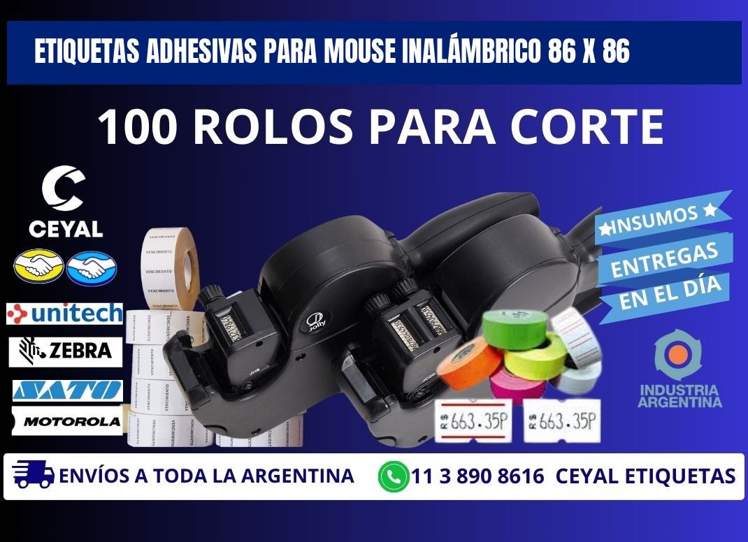 ETIQUETAS ADHESIVAS PARA MOUSE INALÁMBRICO 86 x 86