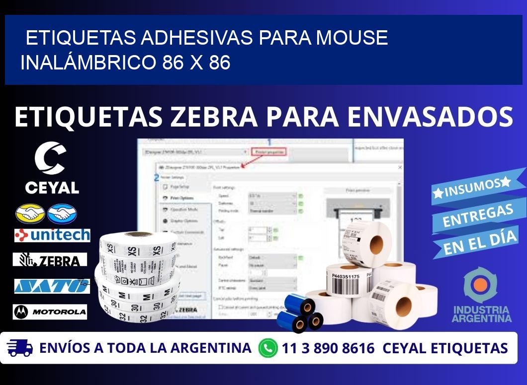 ETIQUETAS ADHESIVAS PARA MOUSE INALÁMBRICO 86 x 86