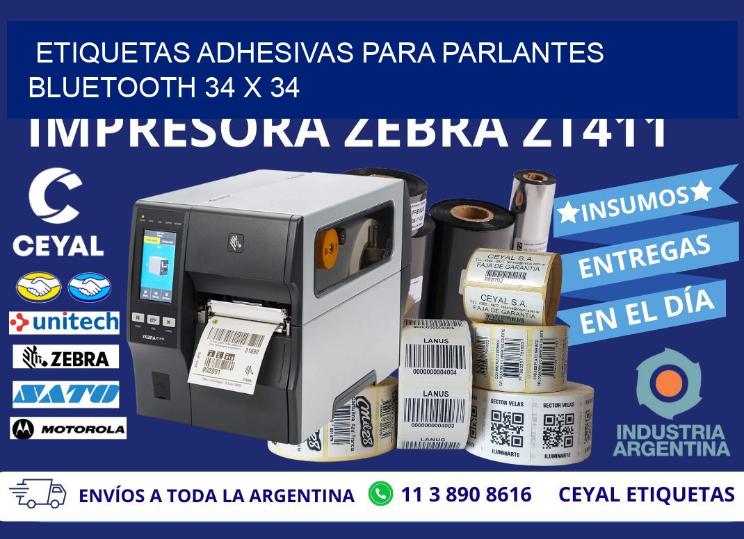 ETIQUETAS ADHESIVAS PARA PARLANTES BLUETOOTH 34 x 34
