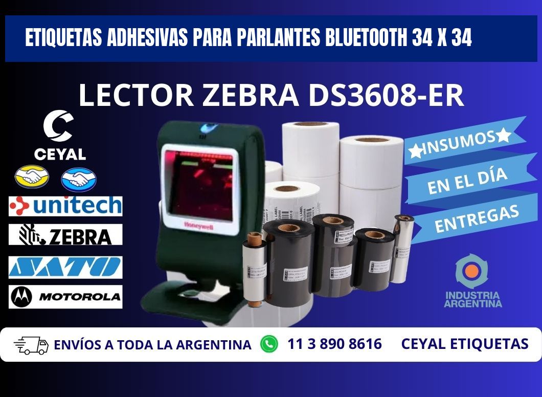 ETIQUETAS ADHESIVAS PARA PARLANTES BLUETOOTH 34 x 34