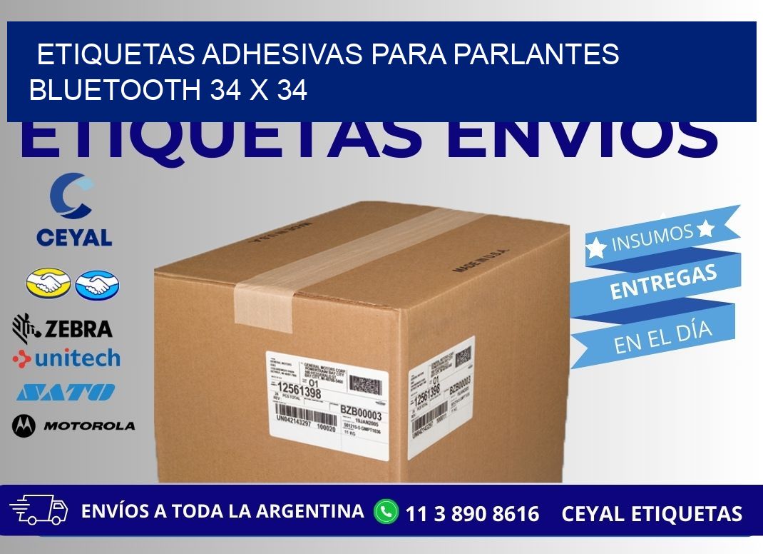 ETIQUETAS ADHESIVAS PARA PARLANTES BLUETOOTH 34 x 34