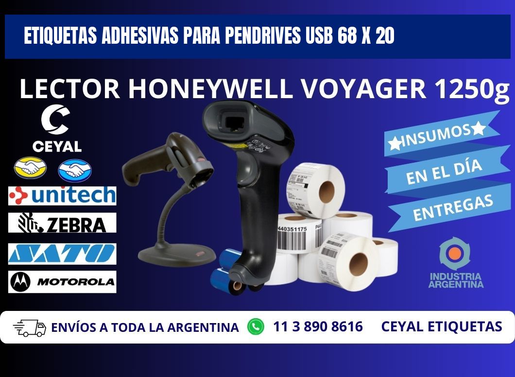 ETIQUETAS ADHESIVAS PARA PENDRIVES USB 68 x 20