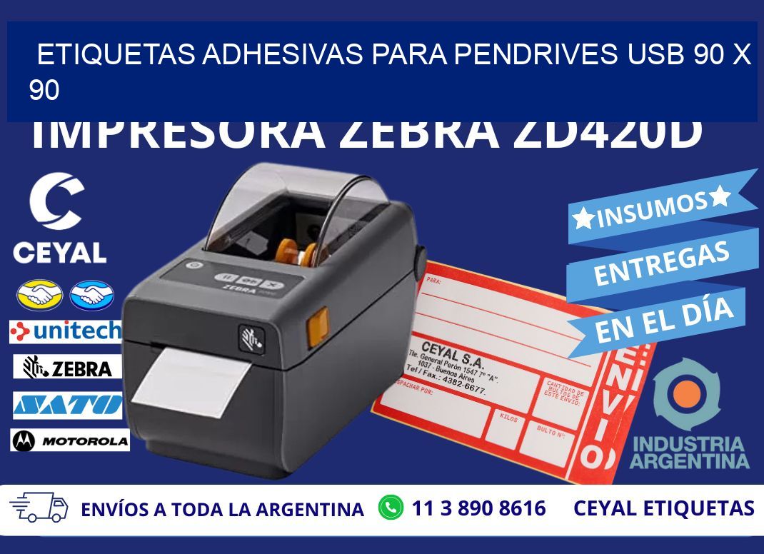 ETIQUETAS ADHESIVAS PARA PENDRIVES USB 90 x 90