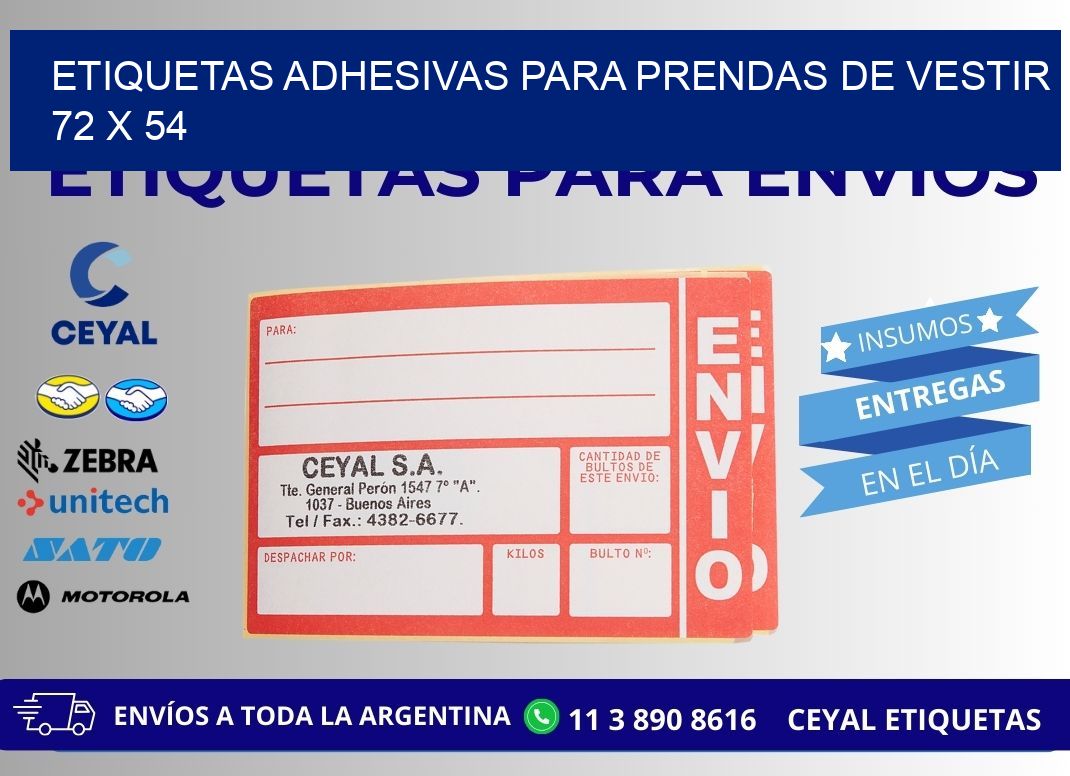ETIQUETAS ADHESIVAS PARA PRENDAS DE VESTIR  72 x 54